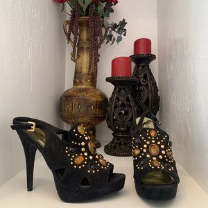 Carlos by Carlos Santana Black Slingback Heels